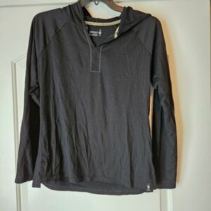 Smartwool Hoodie Womens Large Black Long Sleeve Baselayer Thermal Hiking Outdoor